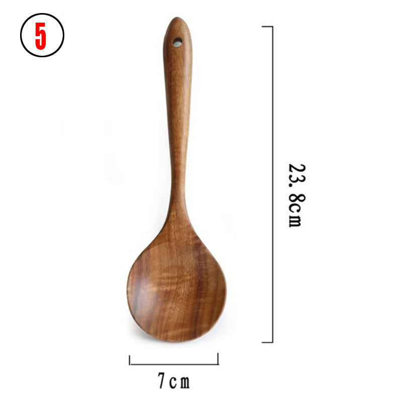 Vaisselle en bois naturel de teck de thaïlande, cuillère louche tourneuse longue passoire à riz écumoire cuillères de cuisine cuillère ensemble d'outils de cuisine