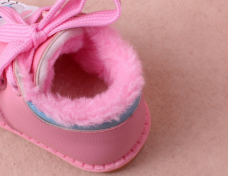 Chaussures en cuir et coton en peluche pour filles, chaussures pour bébés 