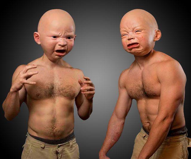 Masque qui pleure drôle SY en colère bébé visage masque en Latex couvre-chef Halloween
