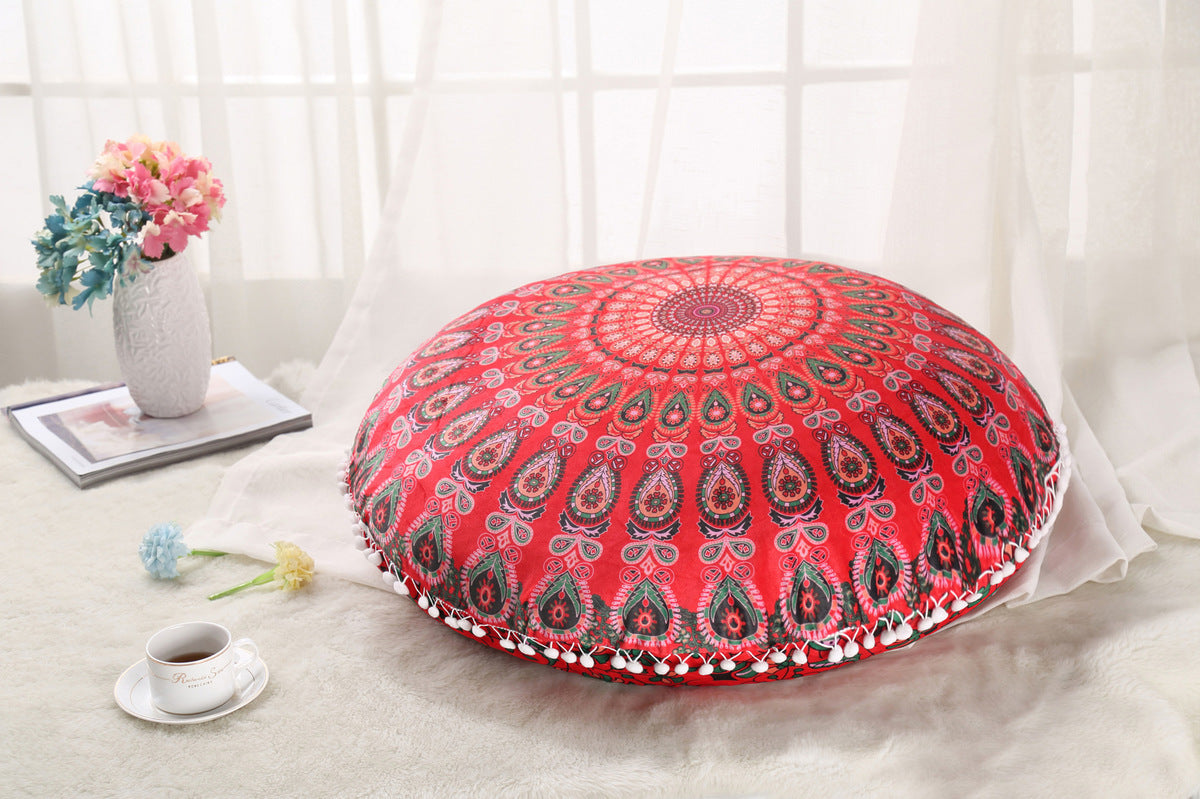 Oreillers de sol Mandala colorés, Ottoman rond, coussin de méditation bohème, Pouf