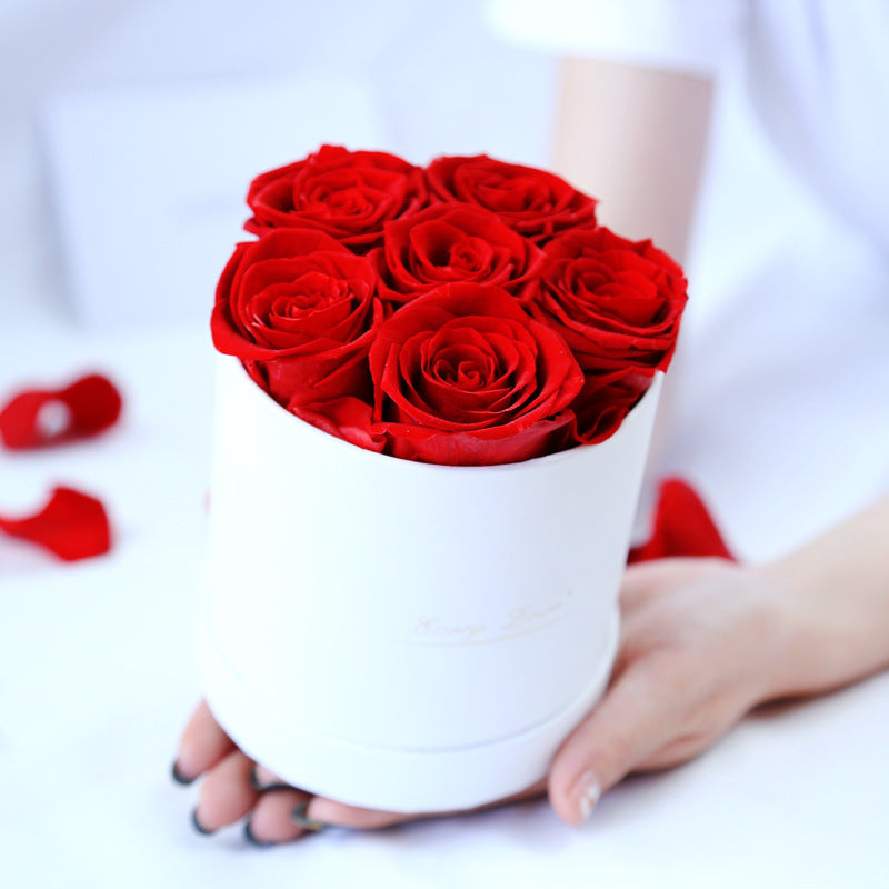Fleur de vie éternelle Rose immortelle avec seau à câlin, cadeau romantique pour la saint-valentin