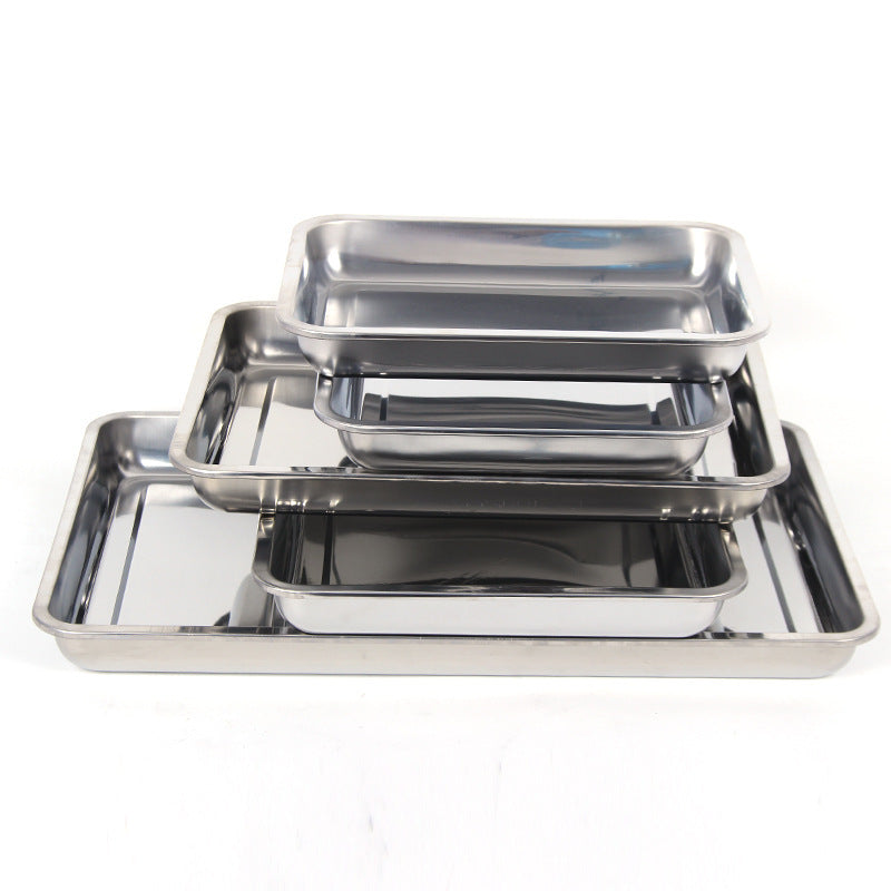 Plateaux de rangement en acier inoxydable, assiette carrée, casseroles épaississantes, plateau rectangulaire pour Barbecue, plats de riz profond, accessoires de cuisine pour Bbq