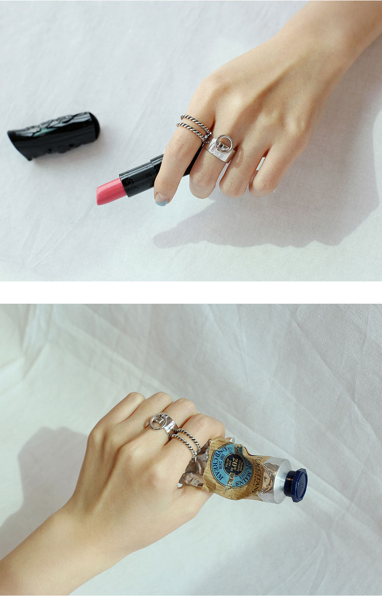 Anillo minimalista brillante con apertura de anillo de plata de ley S925