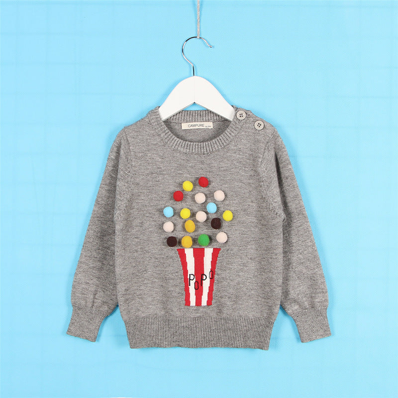 Cárdigan de invierno para niñas, suéter para niños, diseño de bolas, cárdigans tejidos para bebés, suéter informal para niños pequeños, suéter de lana para niñas