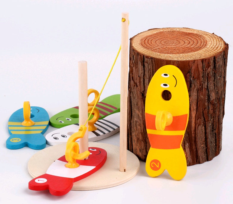 Jouets de pêche éducatifs créatifs pour enfants en bois bébé petite enfance enseignement anneau d'eau jouets en bois