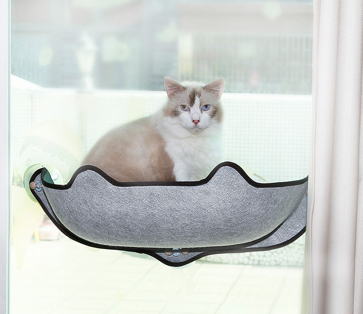 Hamaca para gatos en el alféizar de la ventana