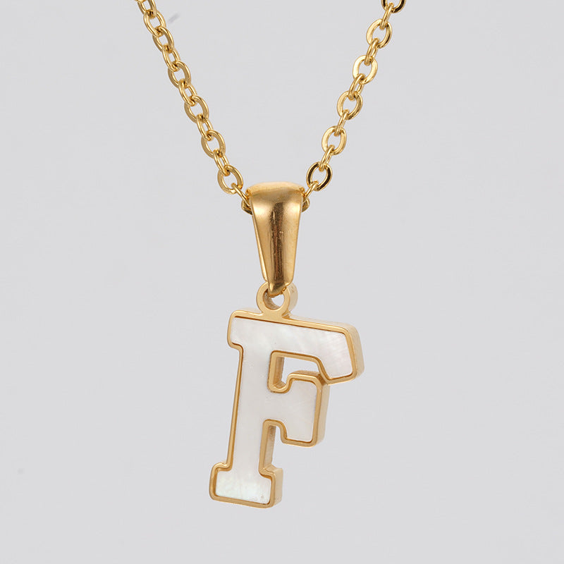 18K Gold Shell Stainless Steel Letter Pendant Necklace