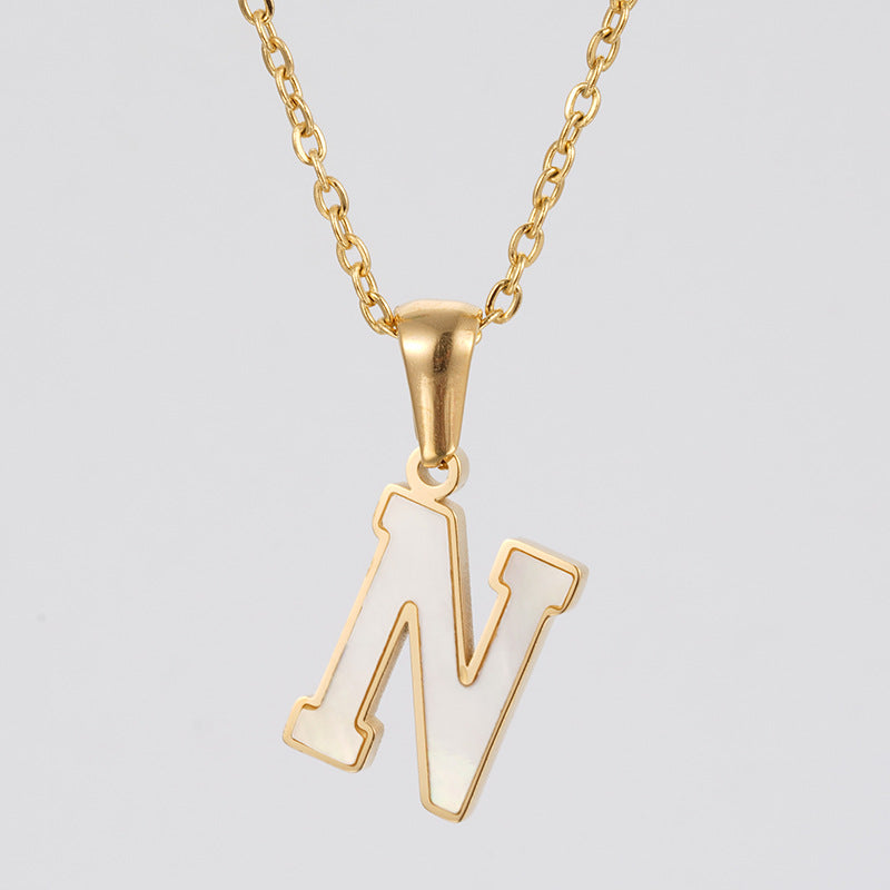 18K Gold Shell Stainless Steel Letter Pendant Necklace