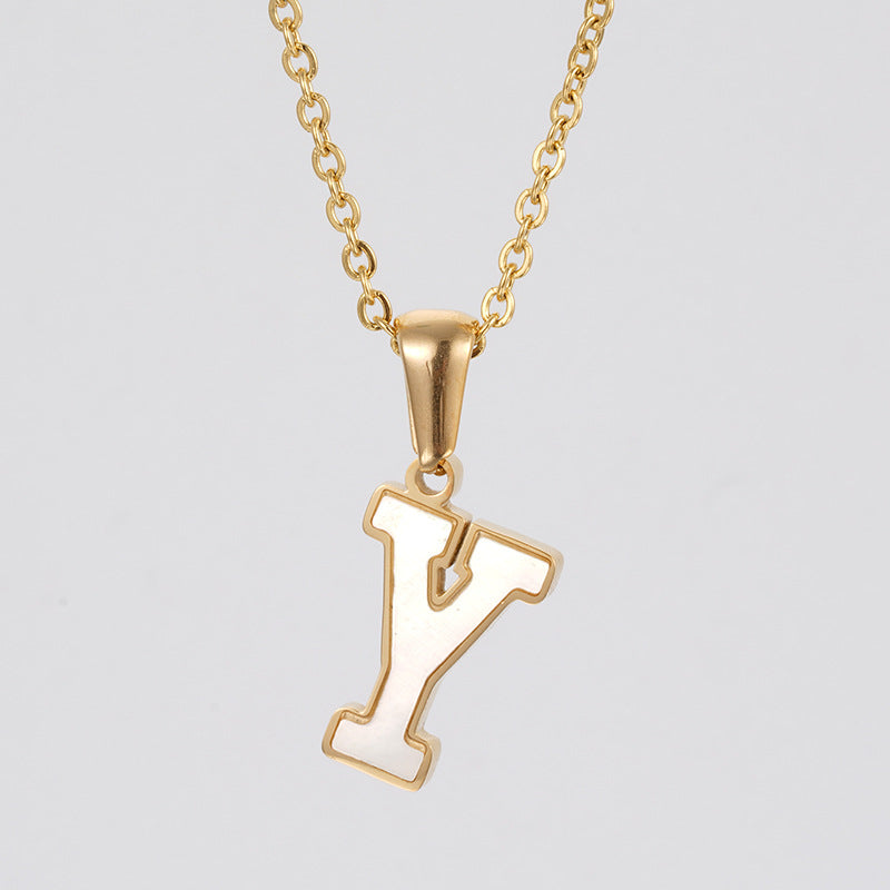 18K Gold Shell Stainless Steel Letter Pendant Necklace