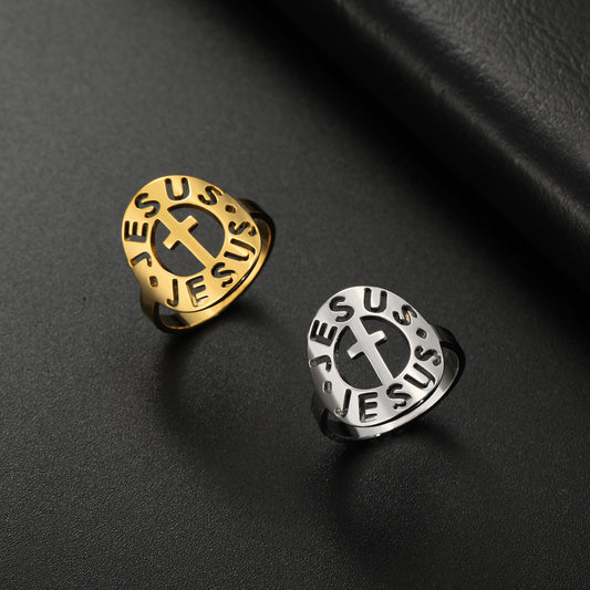 Bague fermée en acier titane de style rétro personnalisé pour hommes