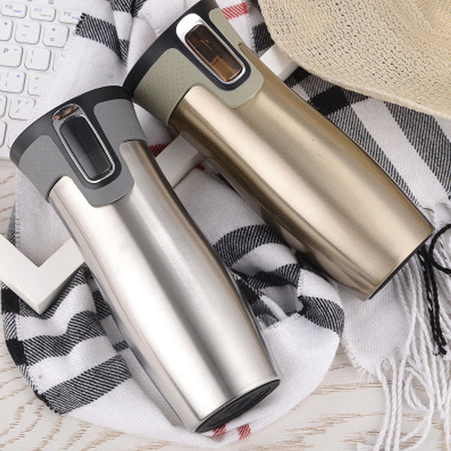 Tazas de viaje de acero inoxidable con aislamiento al vacío, botella termal de té con frasco de agua