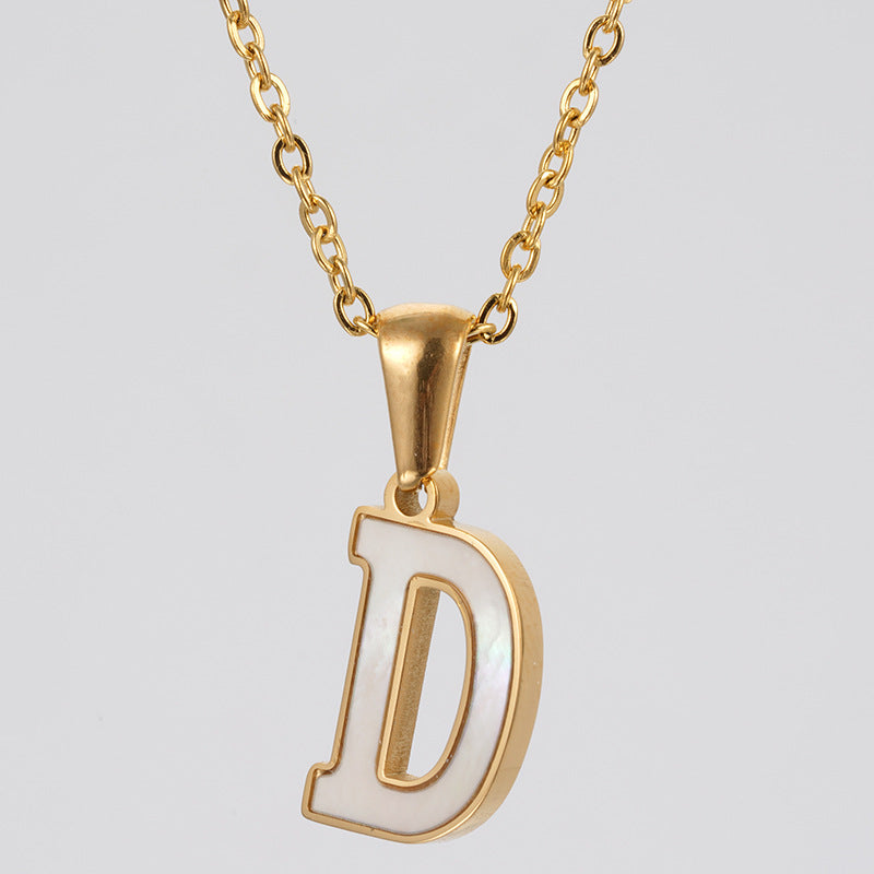 18K Gold Shell Stainless Steel Letter Pendant Necklace