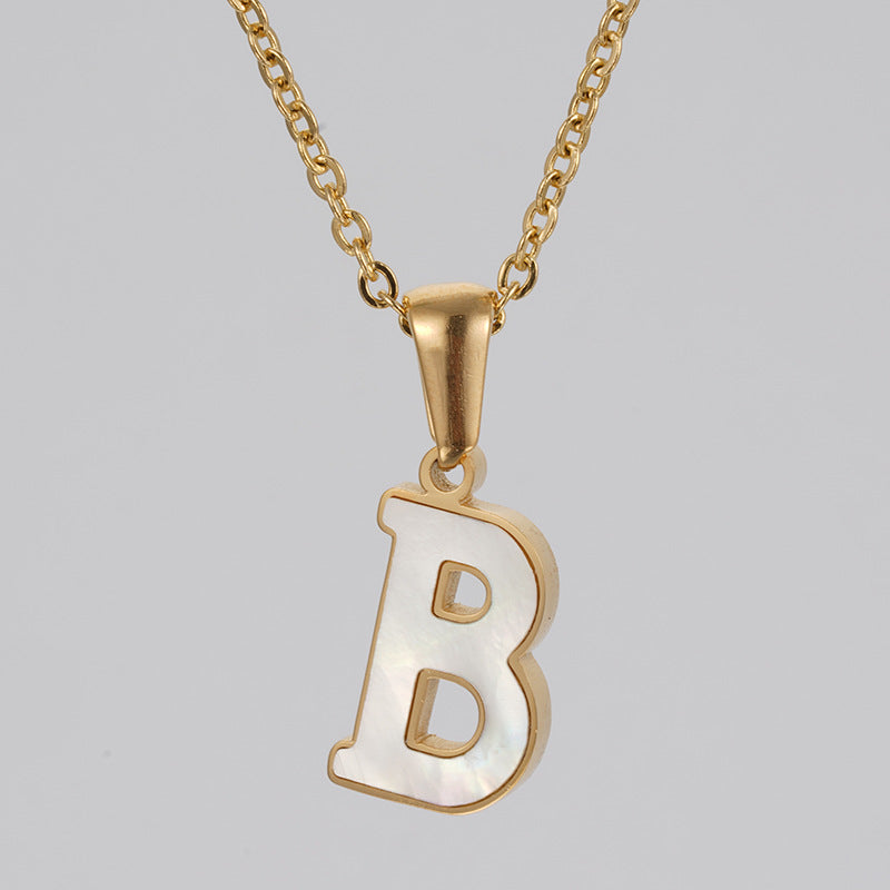 18K Gold Shell Stainless Steel Letter Pendant Necklace