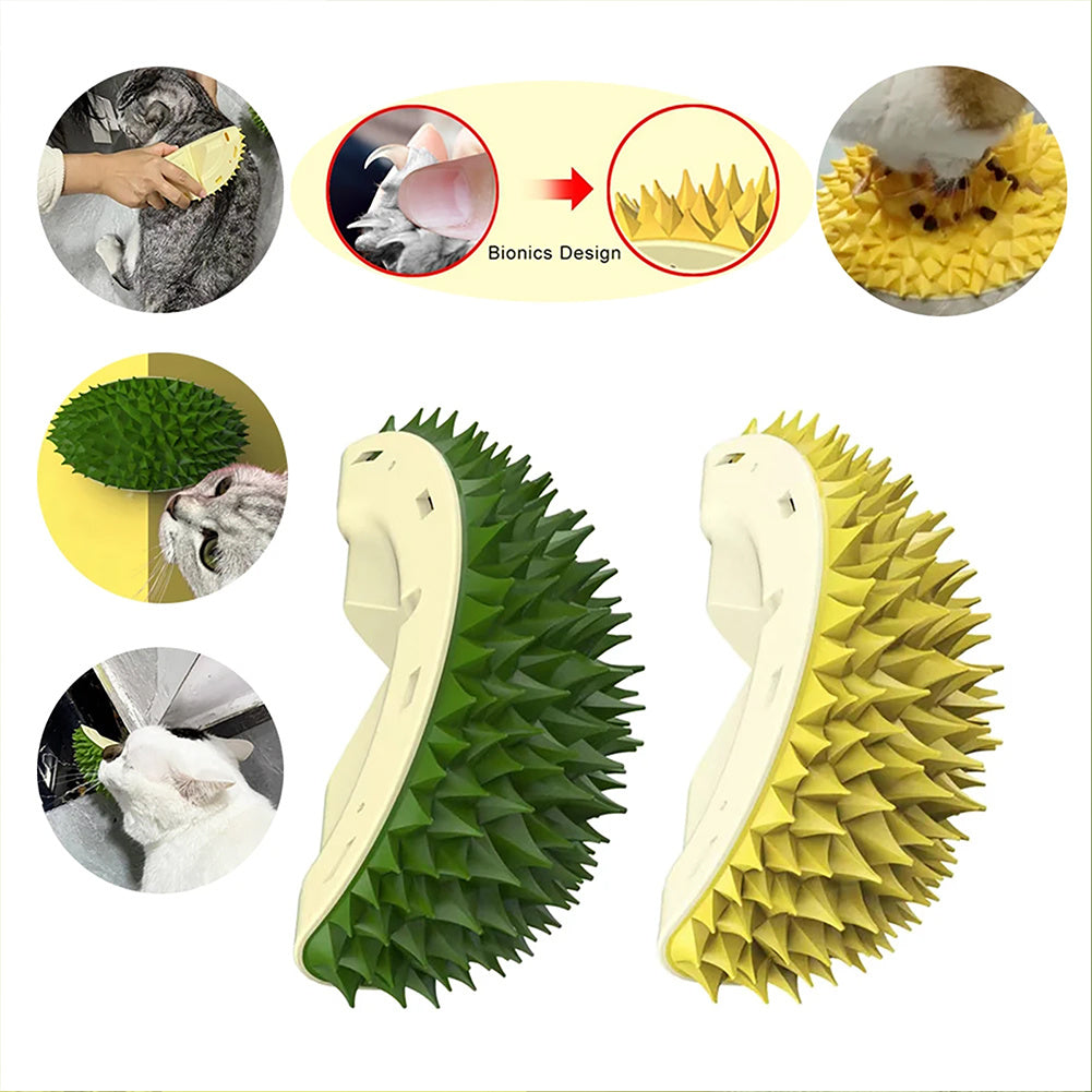 Brosse pour chat en durian, auto-toiletteur pour chien et chat, peignes de massage pour coins muraux, molaires en forme de durian, jouets pour manger lentement, outil de massage multifonctionnel pour animaux de compagnie, dents propres, jouets sains