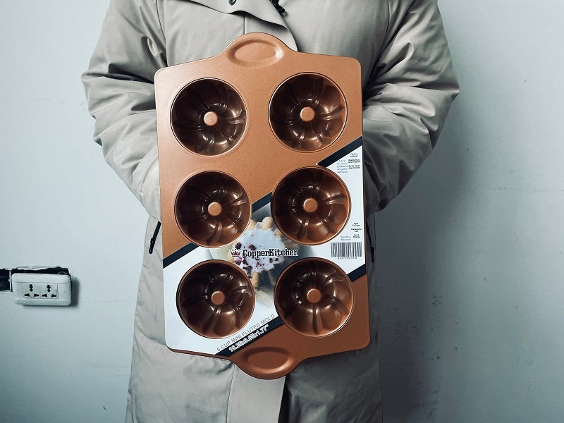 Mini cacerola de tubo estriado original - Sartén antiadherente de 6 cavidades libre de tóxicos - Recubrimiento orgánico premium respetuoso con el medio ambiente - Calidad duradera - Mini cacerola de tubo estriado