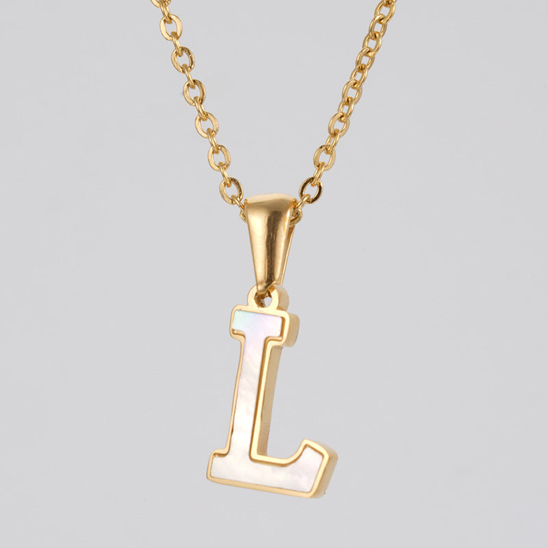 18K Gold Shell Stainless Steel Letter Pendant Necklace
