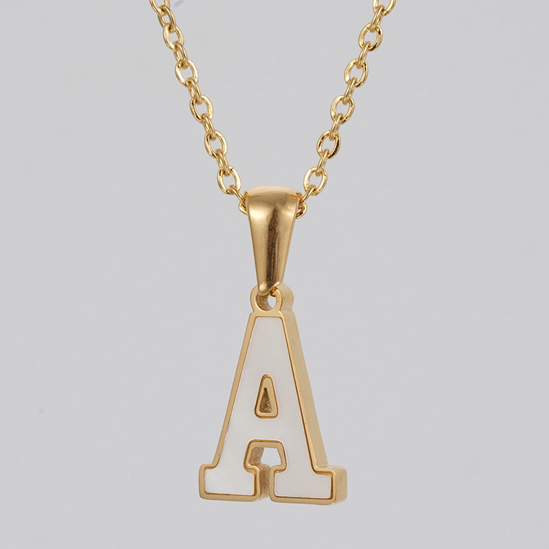 18K Gold Shell Stainless Steel Letter Pendant Necklace