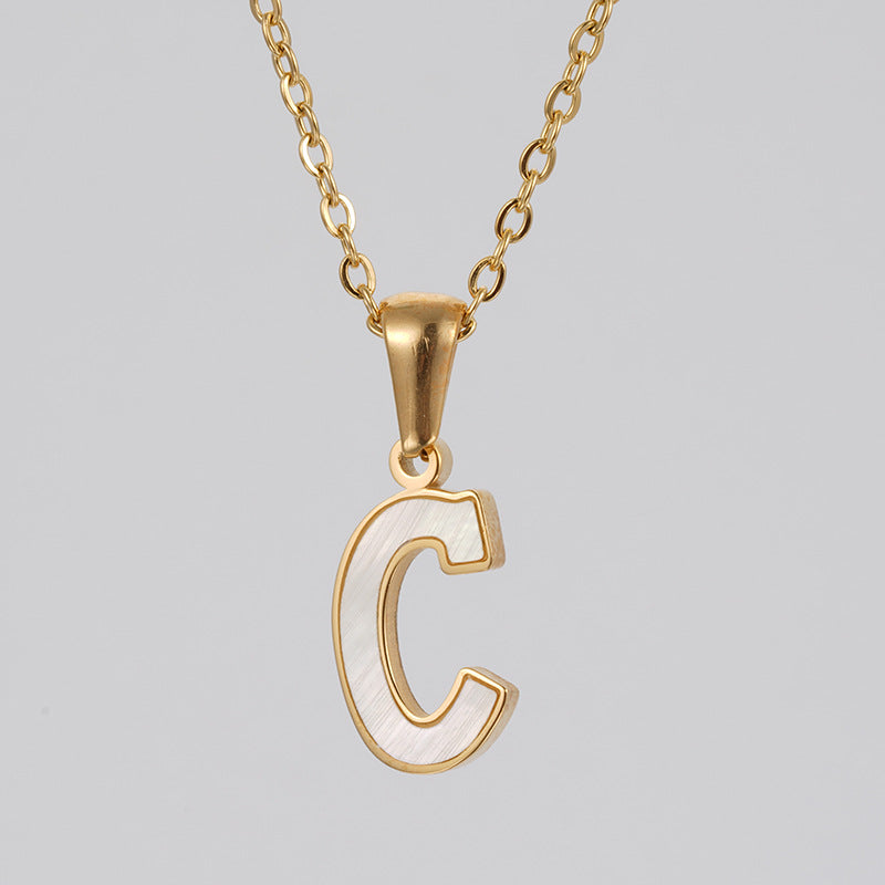 18K Gold Shell Stainless Steel Letter Pendant Necklace