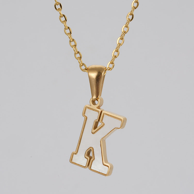 18K Gold Shell Stainless Steel Letter Pendant Necklace