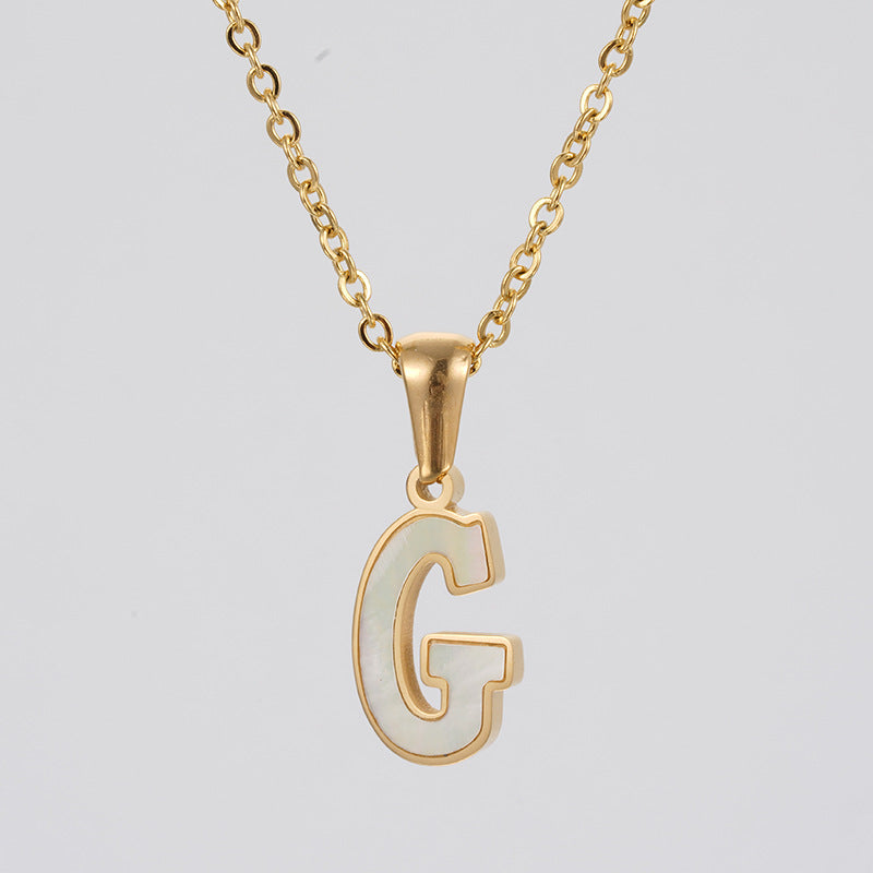 18K Gold Shell Stainless Steel Letter Pendant Necklace