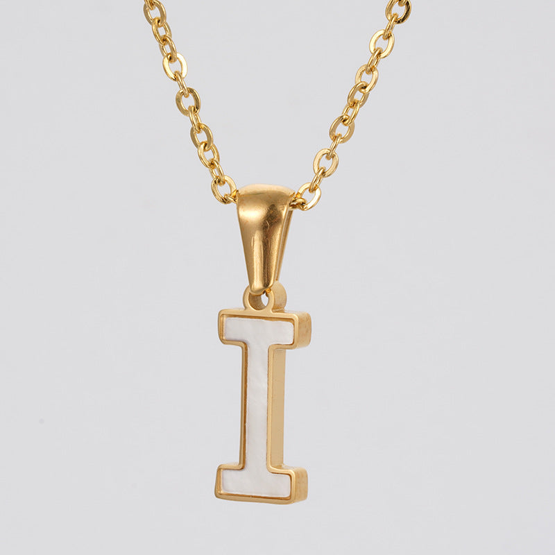 18K Gold Shell Stainless Steel Letter Pendant Necklace