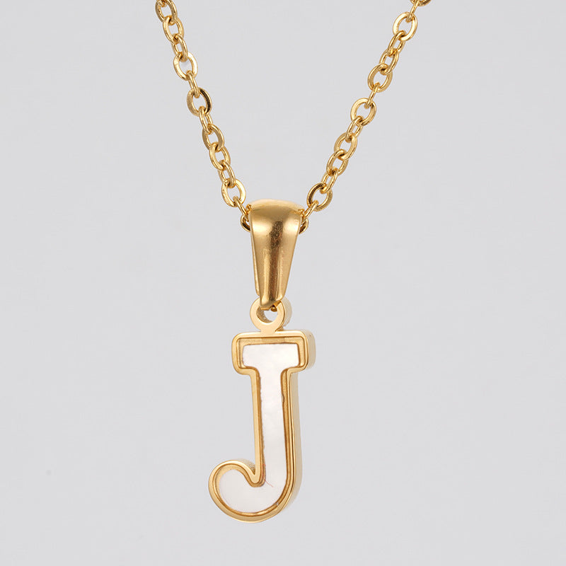 18K Gold Shell Stainless Steel Letter Pendant Necklace