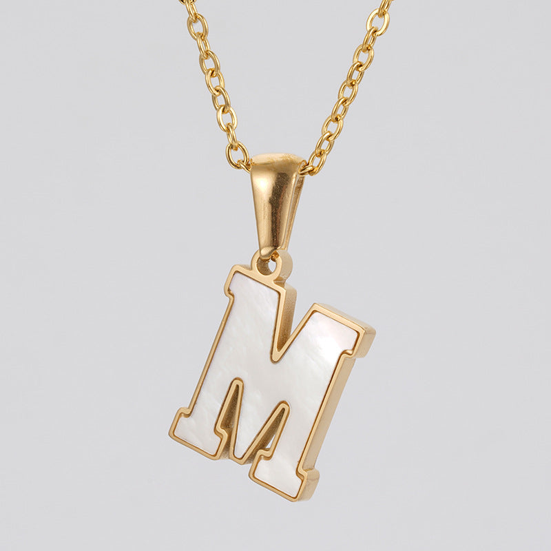 18K Gold Shell Stainless Steel Letter Pendant Necklace