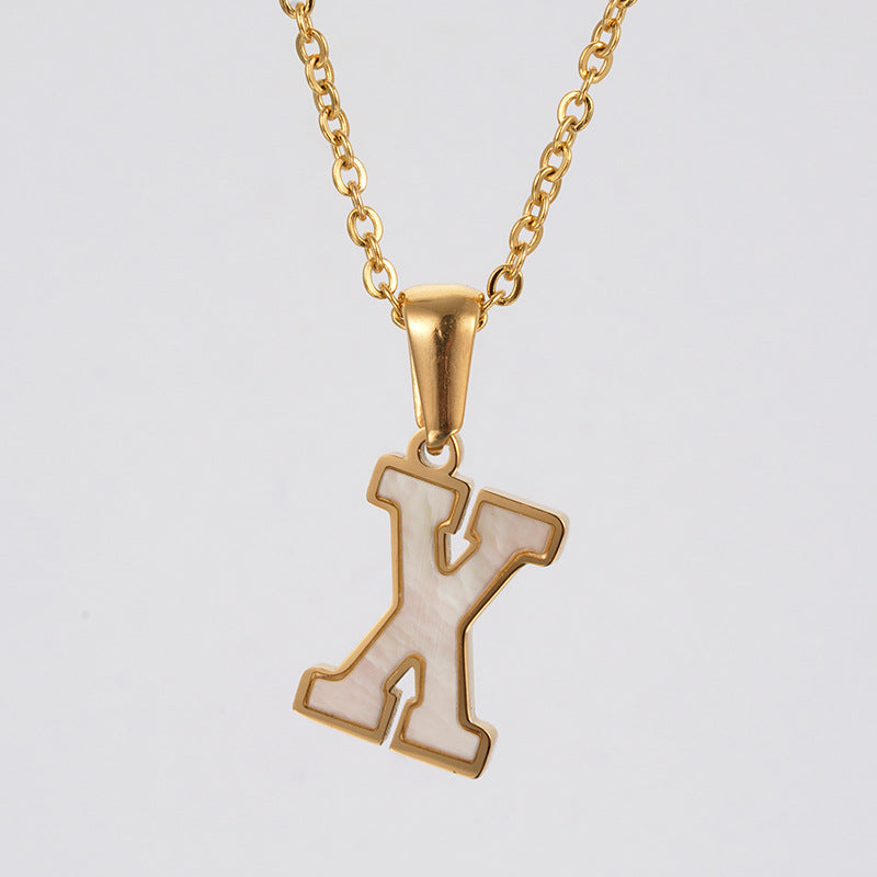 18K Gold Shell Stainless Steel Letter Pendant Necklace