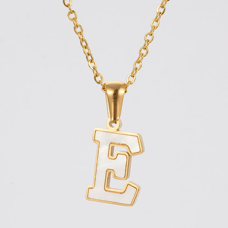 18K Gold Shell Stainless Steel Letter Pendant Necklace