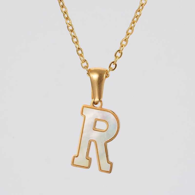 18K Gold Shell Stainless Steel Letter Pendant Necklace