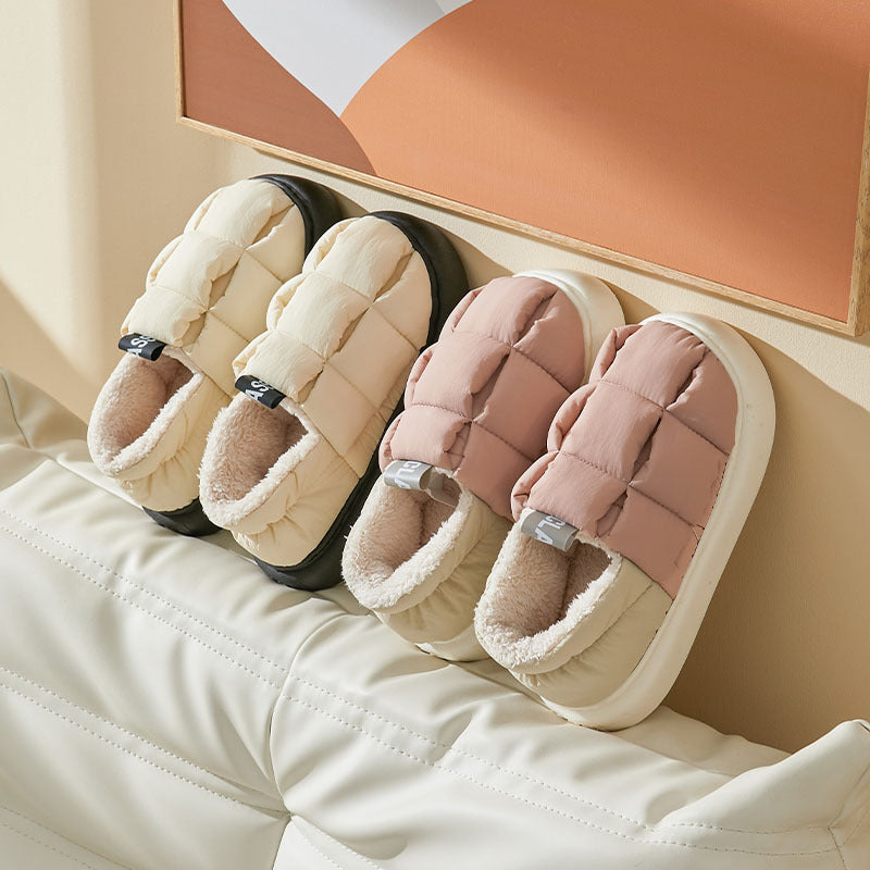 Chaussures en coton pour Couples, couleurs simples assorties, Surface supérieure douce, vêtements chauds pour la maison