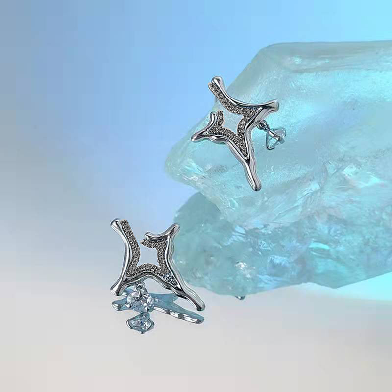 Four Eight-pointed Stars Stud Earrings For Women