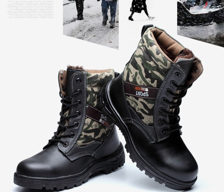 Les chaussures de sécurité du travail directes d'usine aident à camoufler l'hiver haut et le velours froid et chaud confortable anti-écrasement chaussures anti-crevaison