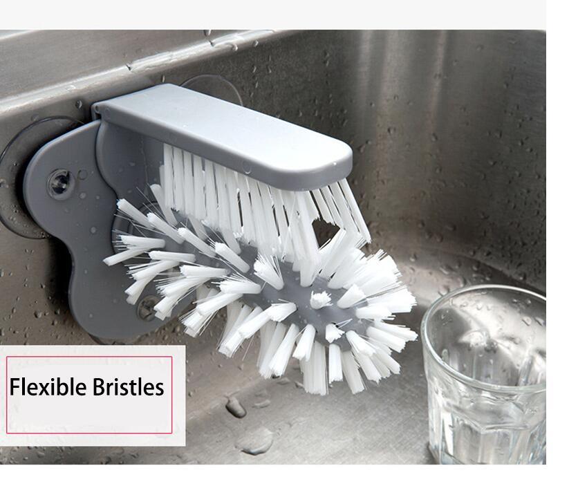 Brosse murale à aspiration créative, brosse de nettoyage de verre, tasse rotative de cuisine, tasse de thé, brosse de tasse