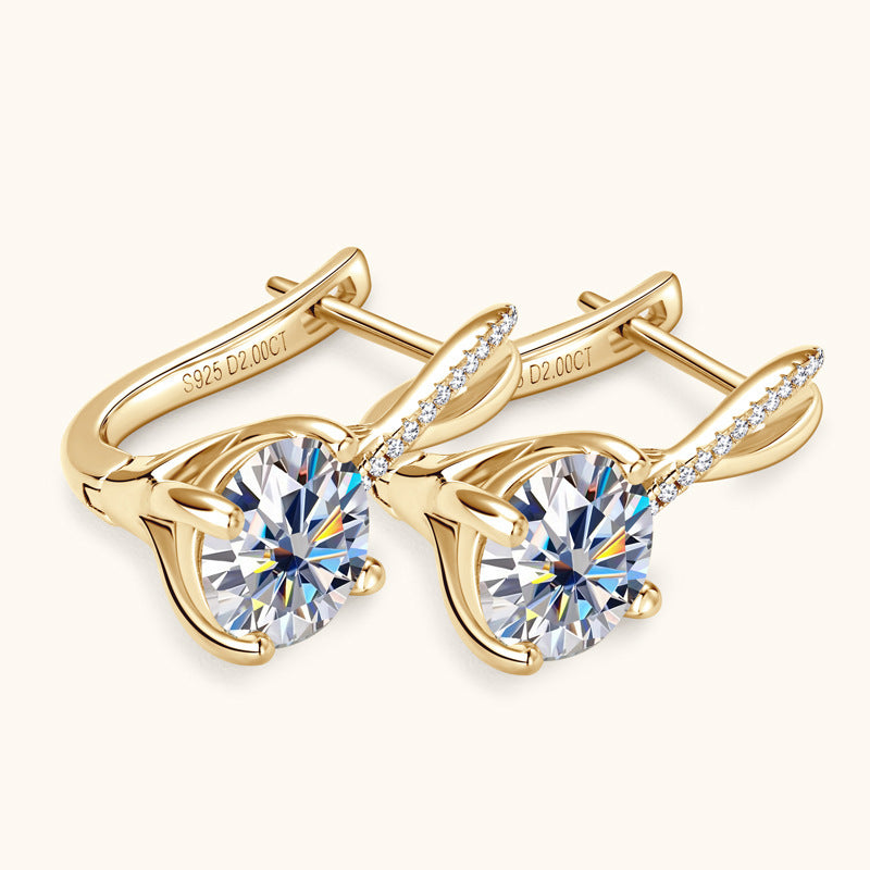Boucles d'oreilles en argent sterling S925 de haute qualité avec diamants à la mode