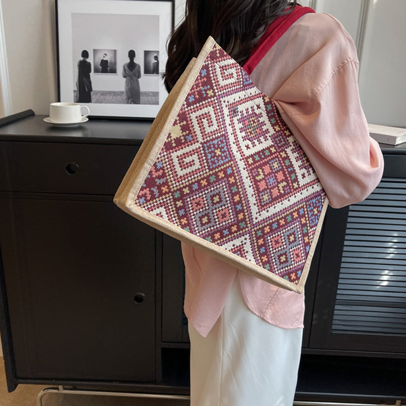 Sac à bandoulière de Style ethnique, fourre-tout de grande capacité pour femmes, sac de shopping à la mode pour étudiants