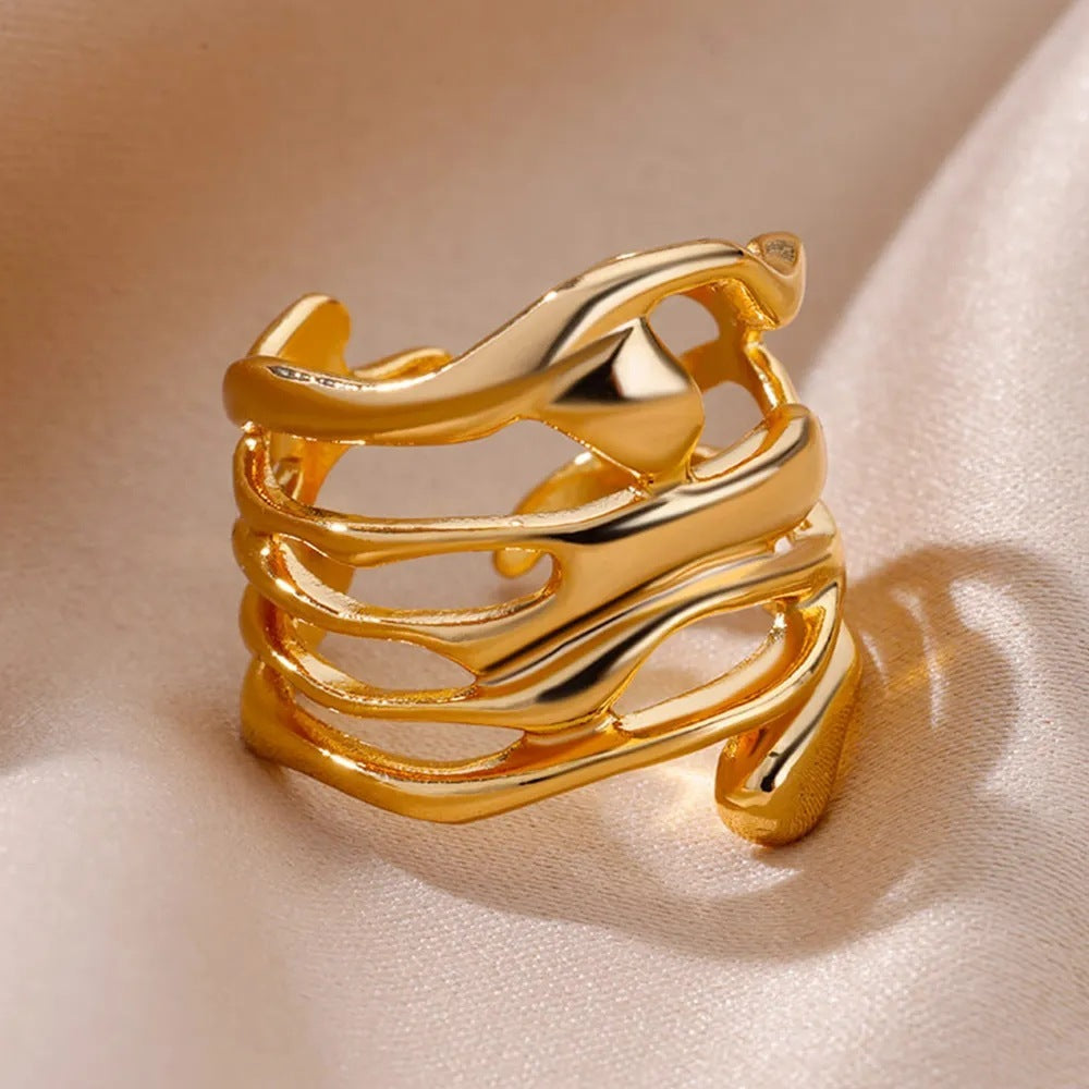 Bague irrégulière géométrique en alliage de mode