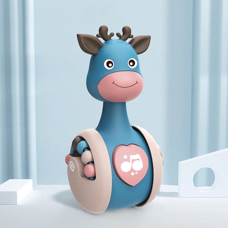 Sonajero de vaso para bebé con ciervo deslizante 3 en 1, juguete de vaso deslizante, sonajero para bebé, juguete de baño Montessori para W, anillo incorporado, oso, Roly-Poly, aprendizaje temprano, vaso de Navidad