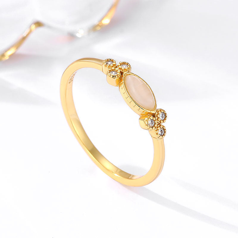 Anillo de mujer de plata de ley 925 chapado en oro de 18 quilates