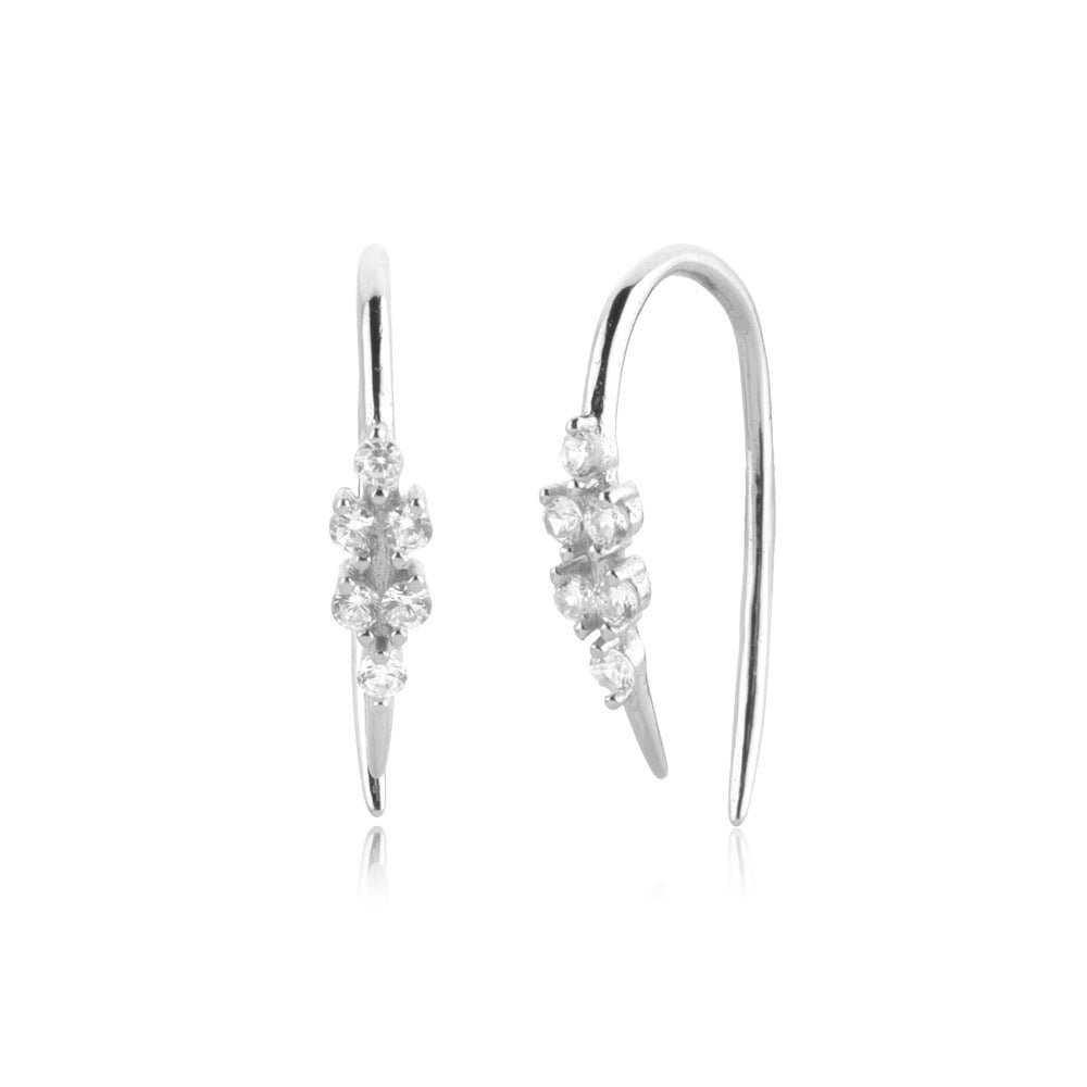 Boucles d'oreilles piercing en argent sterling S925 et zircon, clous d'oreilles