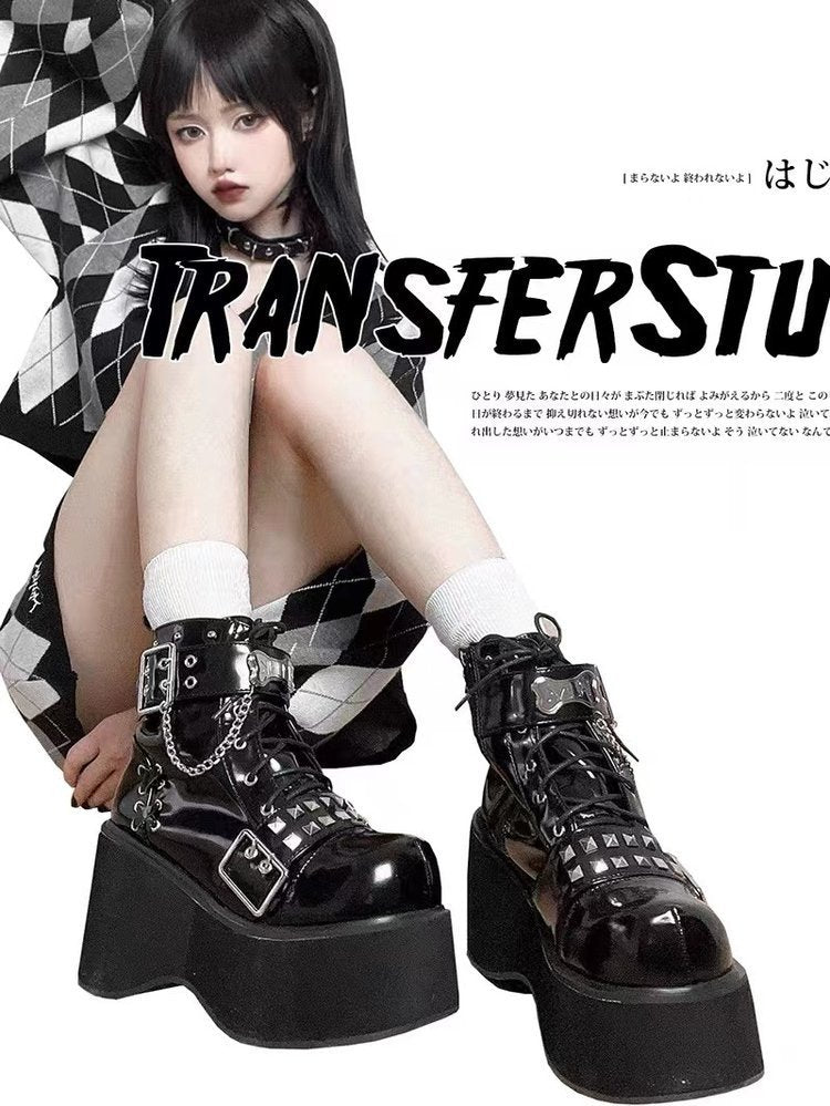 Punk ceinture boucle plate-forme Y2g chaussures gothique plate-forme chaussures bottes