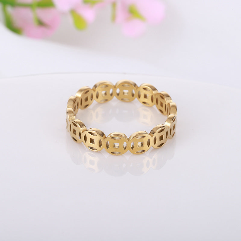 Bague porte-bonheur en acier inoxydable