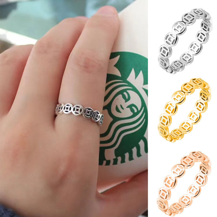 Bague porte-bonheur en acier inoxydable