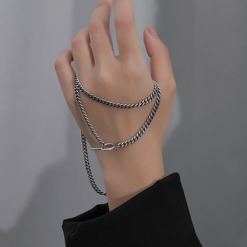 Collier pour femmes Ins Hip Hop 925 en argent Sterling entrée européenne et américaine Lux personnalité de Niche