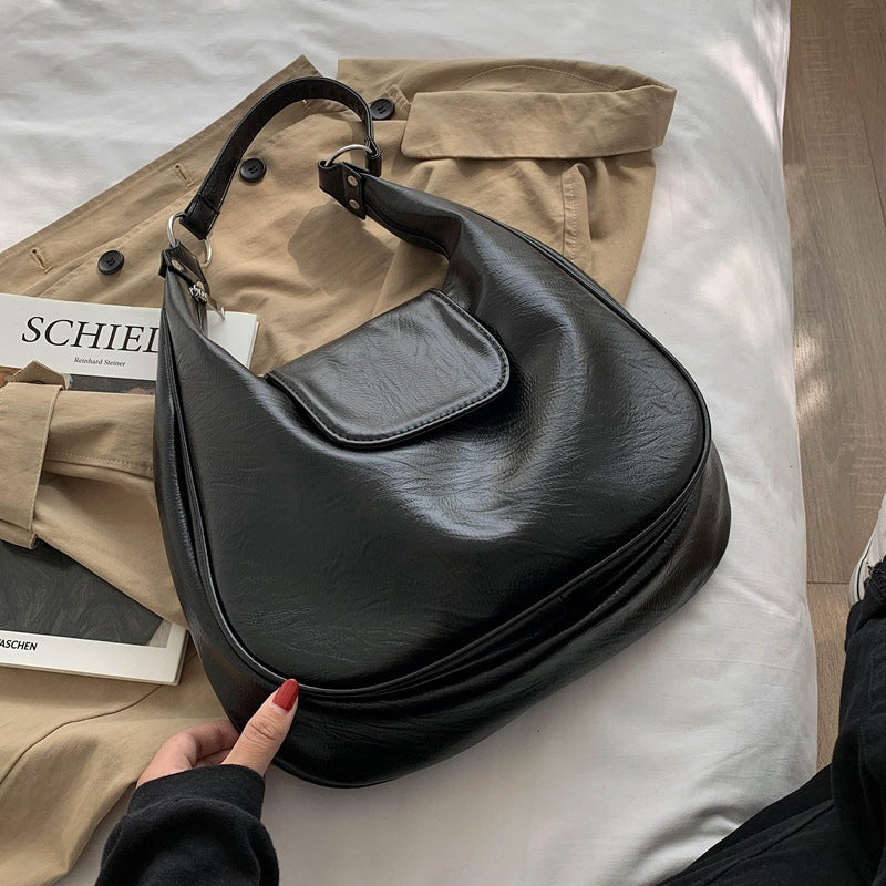Sac à bandoulière simple classe banlieue en cuir souple fourre-tout grande capacité
