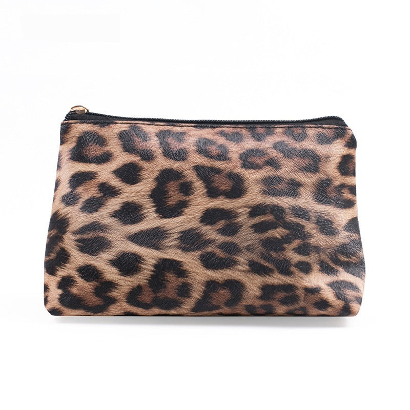 Bolsa de maquillaje con estampado de leopardo Bolsa de almacenamiento de viaje portátil de PU