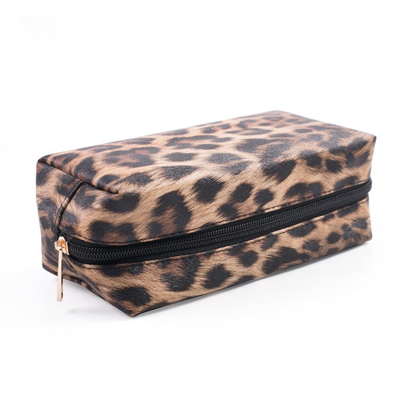 Bolsa de maquillaje con estampado de leopardo Bolsa de almacenamiento de viaje portátil de PU