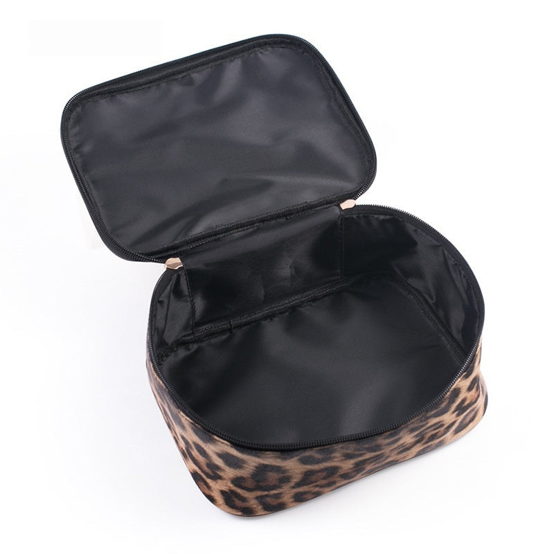 Bolsa de maquillaje con estampado de leopardo Bolsa de almacenamiento de viaje portátil de PU