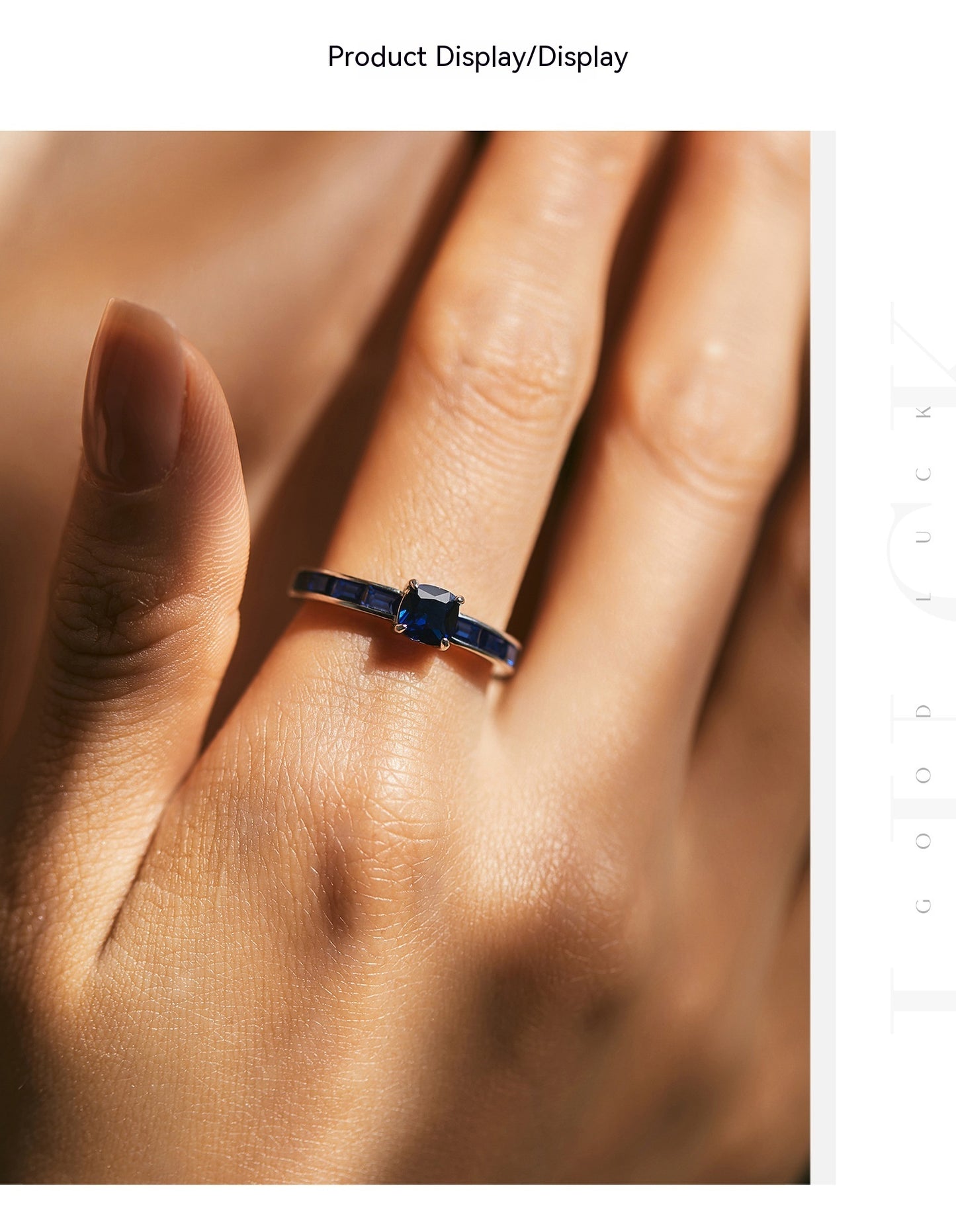 Bague saphir rétro française en argent sterling S925 pour femme