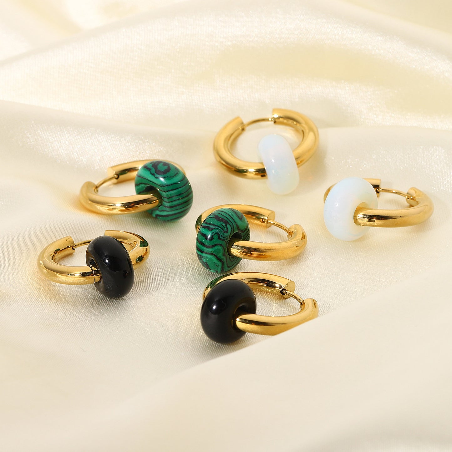 Boucles d'oreilles portées par des célébrités en ligne en acier inoxydable plaqué or 18 carats pour dame